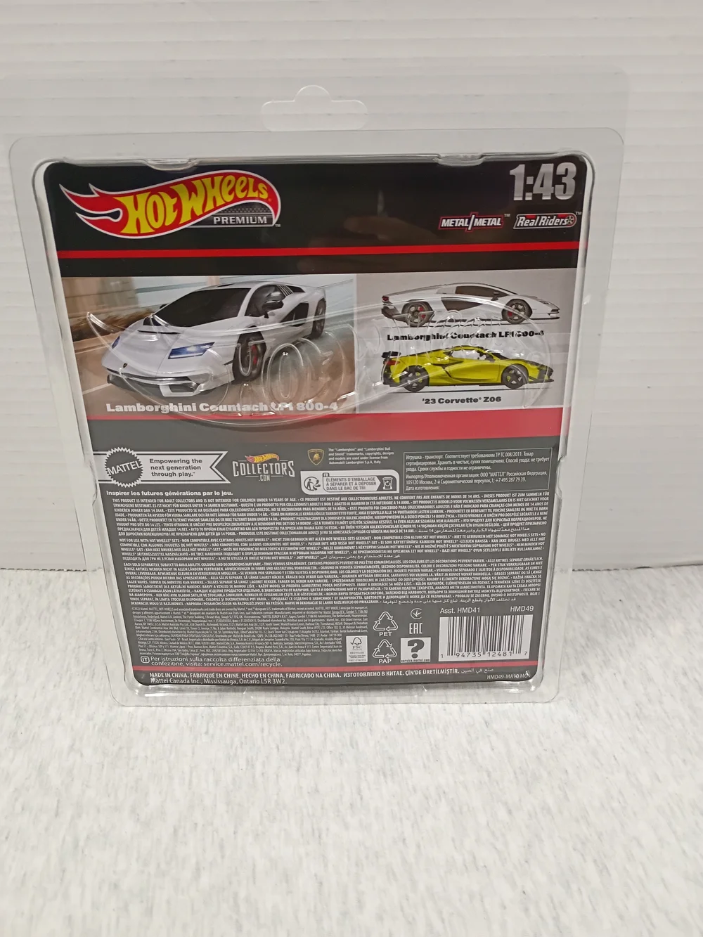 HOT WHEELS PREMIUM #1 LAMBORGHINI COUNTACH LPI 800-4 1:43 DIE CAST TOY CAR MISP